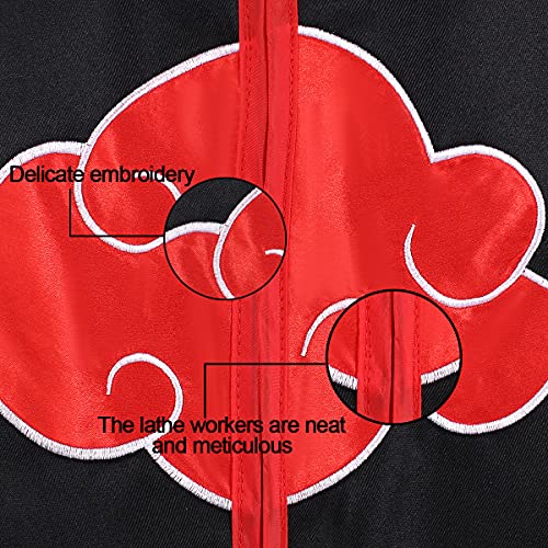 LUOWAN Capa de Akatsuki Itachi,Anime Naruto Akatsuki Uchiha Itachi Shuriken Frente Diadema Accesorios Trajes Cosplay Accesorios… (XS)