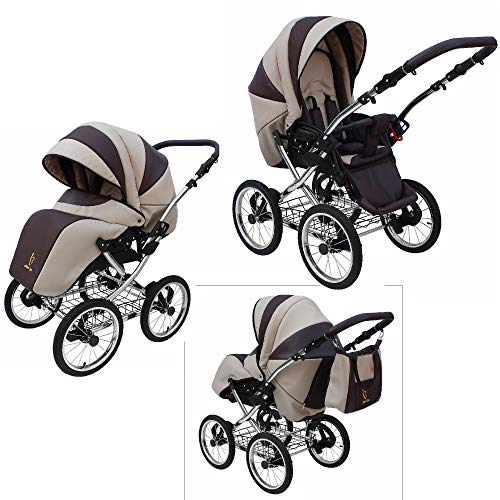 Lux4kids Retro Stroller Classica 3in1 2in1 Isofix neumáticos, ruedas de radios, cromo Pink 02 2en1 sin asiento