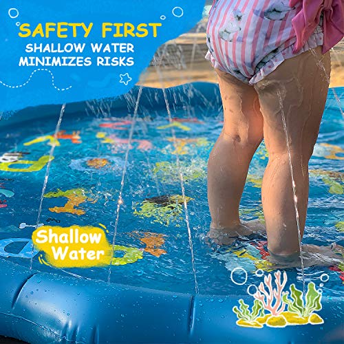 Mafiti Splash Pad,Tapete De Juegos De Agua Almahadilla Aspersor De Agua Inflable 170cm Al Aire Libre Para Niños, Mascotas en Jardín y Fiesta Casera Regalo Para Verano