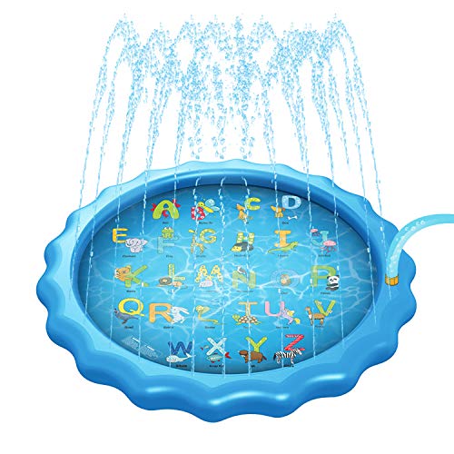 Mafiti Splash Pad,Tapete De Juegos De Agua Almahadilla Aspersor De Agua Inflable 170cm Al Aire Libre Para Niños, Mascotas en Jardín y Fiesta Casera Regalo Para Verano