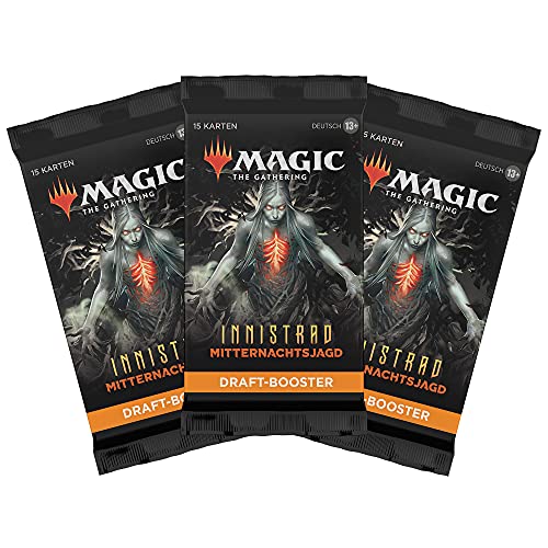 Magic the Gathering Innistrad: Juego de 3 Booster de Caza de Medianoche (versión Alemana) (Wizards of The Coast C97571000)