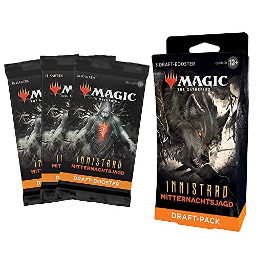 Magic the Gathering Innistrad: Juego de 3 Booster de Caza de Medianoche (versión Alemana) (Wizards of The Coast C97571000)