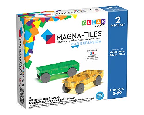 Magna-Tiles Cars Expansion Set, The Original Magnetic Building Tiles For Creative Open-Ended Play, Educational Toys For Children Ages 3 Years + (2 Pieces) (16022)