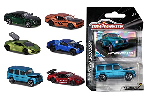 Majorette 212054024Q01 Limited Edition 7 – Juego de 6 Coches de Juguete de Metal Cromado Mate, con Rueda Libre y Piezas de Apertura, Incluye Tarjeta Coleccionable