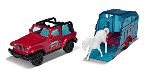 Majorette Coche de Juguete Pink Drivez Jeep Wrangler con Caballo, Rueda Libre y Partes móviles de 13 cm, Color Rosa, para niños y niñas a Partir de 3 años (212053154Q02)