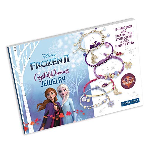 Make It Real - Disney Frozen 2 Crystal Dreams Jewelry - DIY Bead & Charm Bracelet Making Kit - Includes Jewelry Making Supplies, Charms with Swarovski Crystals & Exclusive Frozen 2 Book