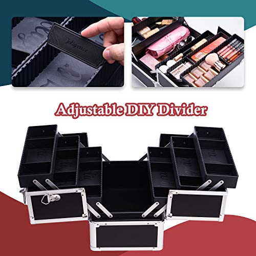 Maletin Maquillaje Profesional Estuche Maquillaje Neceser Maquillaje Joyero Organizador Mujer Maletin de Manicura Peluqueria Caja Maquillaje Cosméticos de Viaje con Correa para el Hombro Negro