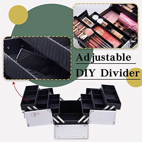 Maletin Maquillaje Profesional Estuche Maquillaje Neceser Maquillaje Joyero Organizador Mujer Maletin de Manicura Peluqueria Caja Maquillaje Cosméticos de Viaje con Correa para el Hombro Blanco