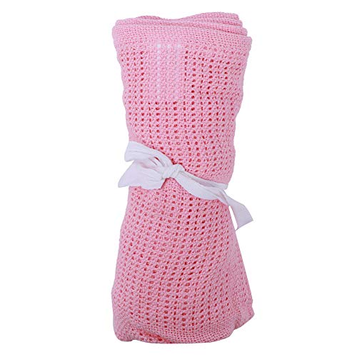 Manta de bebé, Unisex Manta de bebé Celular de algodón Puro para Cama de Cuna Moisés Cuna de Cesta Cuna Transpirable de usos múltiples Manta de pañales para bebé(Rosado)