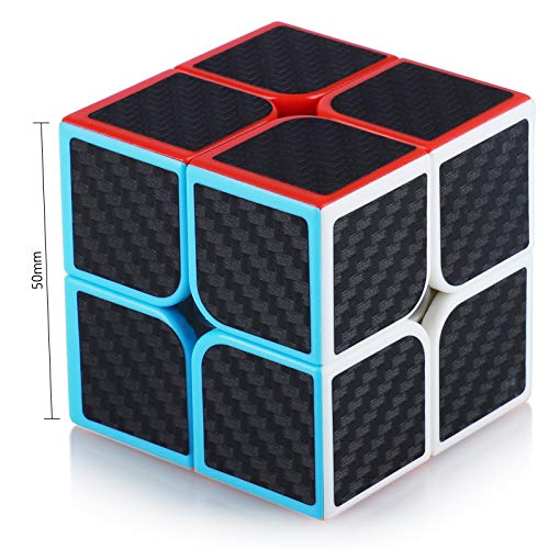 Maomaoyu Cubo Magico 2x2 2x2x2 Profesional Puzzle Cubo de la Velocidad Fibra De Carbono Negro