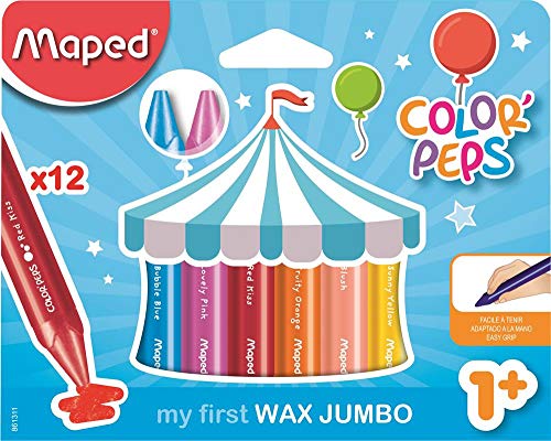 Maped 933600 x6 color peps mi primer bebé ceras para colorear + Color' Peps Jumbo, Set de 12 Crayones