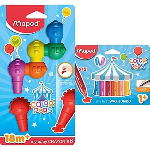 Maped 933600 x6 color peps mi primer bebé ceras para colorear + Color' Peps Jumbo, Set de 12 Crayones