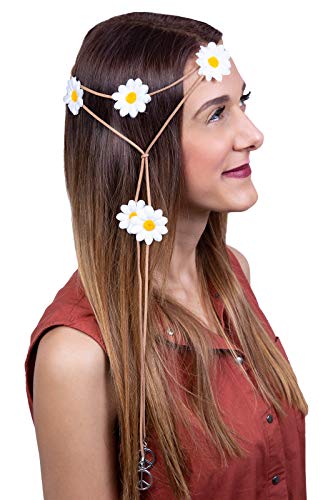 Marco Porta 70s Hippie Flower Power Theme Party Outfit Accessory Hair Leather Band