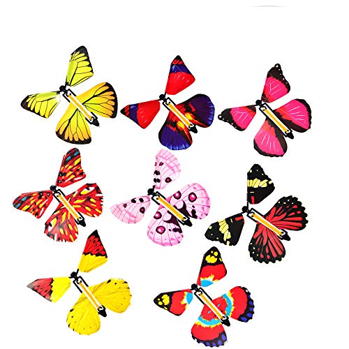 Mariposa Voladora,12 Piezas de Mariposa Voladora Mágica, Banda de Goma Mariposa,Regalo Sorpresa de Mariposa,Adecuado para Regalos de Cumpleaños, Educación Infantil, Regalos Sorpresa (Color Aleatorio)