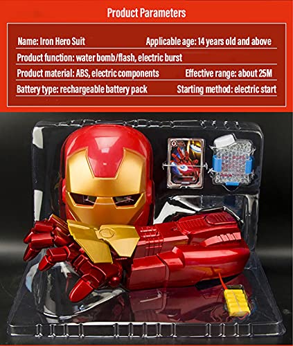 Marvel Iron Man, Juguete Lanzador de Bombas de Agua, Sonido y Luz, Brazo Robótico, Son Los Mejores Regalos para Los Niños (con Máscara) B