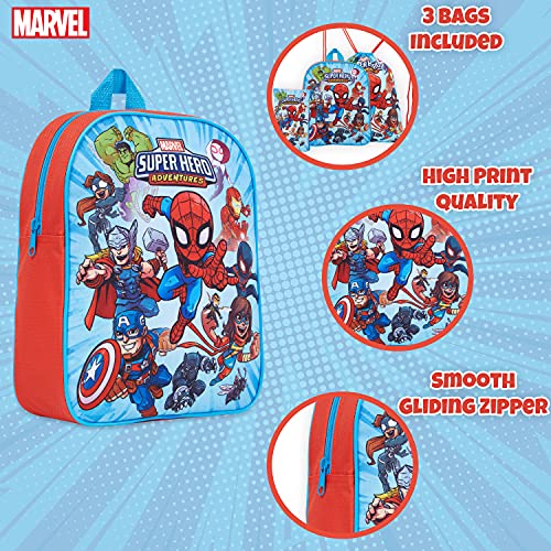 Marvel Mochilas Niño, Set Mochila Para Niños de Los Vengadores, Material Estuche Escolar Infantil, Regalos Para Niños