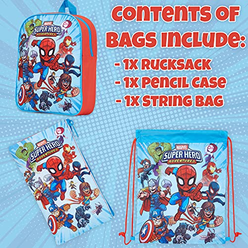 Marvel Mochilas Niño, Set Mochila Para Niños de Los Vengadores, Material Estuche Escolar Infantil, Regalos Para Niños