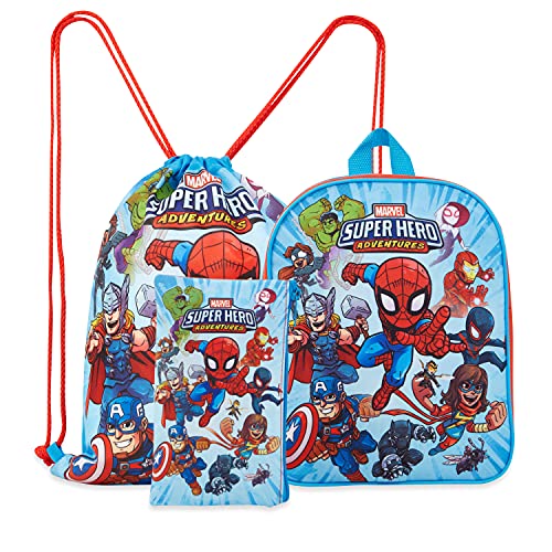 Marvel Mochilas Niño, Set Mochila Para Niños de Los Vengadores, Material Estuche Escolar Infantil, Regalos Para Niños