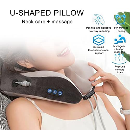 Masajeador Cervical Portátil, 3 Modos de Masaje, Funda Doble Terciopelo, Duración 300 Minutos, Almohada de Masaje Cervical, para Viajes, Coche, Oficina