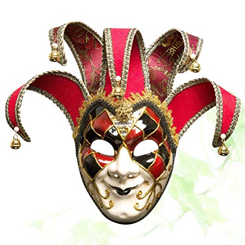 Máscara de completa de estilo veneciano Máscara de disfraces de carnaval Mascarada navideña Disfraz de bola de fantasía Máscara ( Rojo, Hombre ) Decoración de juguetes navideños Juguetes de vacaciones