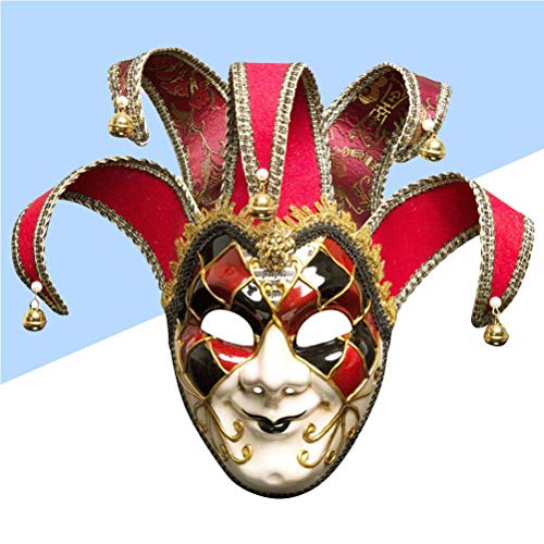 Máscara de completa de estilo veneciano Máscara de disfraces de carnaval Mascarada navideña Disfraz de bola de fantasía Máscara ( Rojo, Hombre ) Decoración de juguetes navideños Juguetes de vacaciones