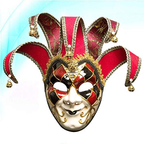 Máscara de completa de estilo veneciano Máscara de disfraces de carnaval Mascarada navideña Disfraz de bola de fantasía Máscara ( Rojo, Hombre ) Decoración de juguetes navideños Juguetes de vacaciones