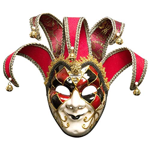 Máscara de completa de estilo veneciano Máscara de disfraces de carnaval Mascarada navideña Disfraz de bola de fantasía Máscara ( Rojo, Hombre ) Decoración de juguetes navideños Juguetes de vacaciones