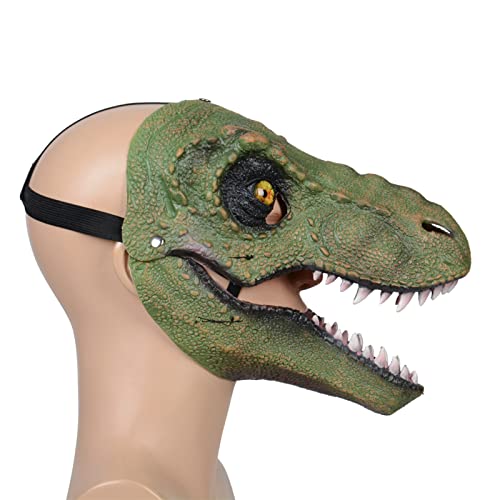 Máscara de dinosaurio, máscara de dinosaurio con mandíbula móvil, máscara de dinosaurio realista de tiranosaurio Rex/Velociraptor, accesorios de fiesta de Dino Cosplay (dinosaurio verde)