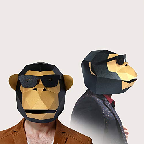 Máscaras de animales, máscara de gorila de moda Máscara de chimpancé divertida Máscara de modelo de artesanía innovadora Máscara de papel ambiental 3D para fiestas Halloween festivales de Navidad