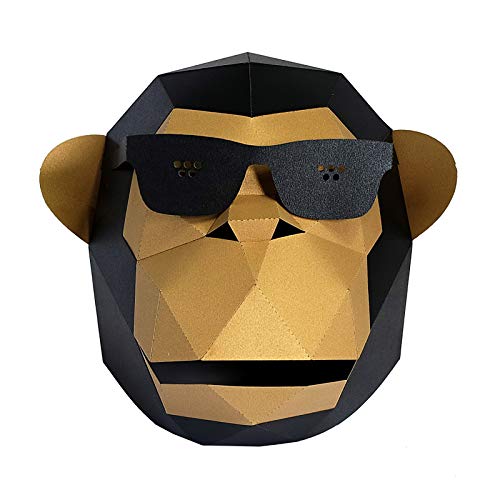 Máscaras de animales, máscara de gorila de moda Máscara de chimpancé divertida Máscara de modelo de artesanía innovadora Máscara de papel ambiental 3D para fiestas Halloween festivales de Navidad