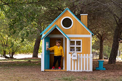 MASGAMES | Casita de Madera Olden | Madera tratada para Exterior | con Banco y buzón | homologada para Uso doméstico |