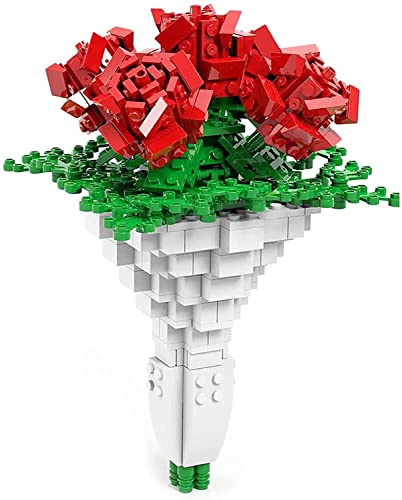 MASSAGERS Kit Bloques Construcción Ramo,para el Día San Valentín,Regalo Creativo,Rosa,Compatible con Lego Bouquet 474 PCS Modelo Bloques Construcción Ramo Rosas