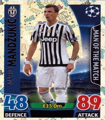 MATCH ATTAX CHAMPIONS LEAGUE - #494 MARIO Vítores Man of the Match Tarjeta