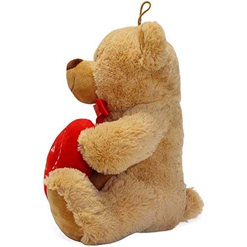 matches21 - Oso de peluche con corazón (25 cm), color marrón claro y beige