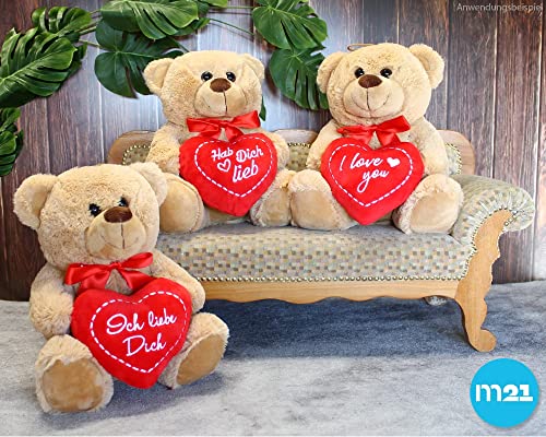 matches21 - Oso de peluche con corazón (25 cm), color marrón claro y beige