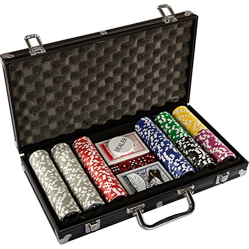 Maxstore Ultimate Black Edition Poker Set, 300 Chips de láser núcleo de Metal de 12 Gramos Tarjetas PLÁSTICAS, póquer, Set, fichas de póquer, Maletas, fichas