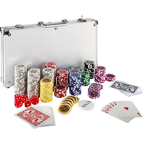 Maxstore Ultimate Pokerset con 300 Chips láser 12 Gramos núcleo de Metal , Incluyendo póker, Set, fichas de póquer, Maletas, Juego de Póquercon