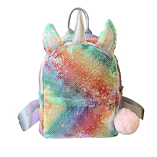 MCB2CT Mochila Unicornio, Mochila Escolar para Niñas Infantiles, Linda Bolsa de Moda con Lentejuelas Brillantes para Colegio Viaje Deporte, Regalo Para Cumpleaños Navidad