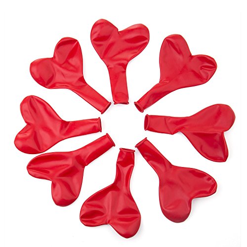 Meersee Globos de Corazón Rojo 100 Globos de Latex con Forma de Corazon con Bomba y 6 Cinta Corazón Globos para Fiesta de Cumpleaños (corazón)