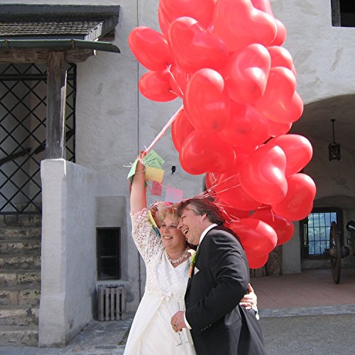 Meersee Globos de Corazón Rojo 100 Globos de Latex con Forma de Corazon con Bomba y 6 Cinta Corazón Globos para Fiesta de Cumpleaños (corazón)