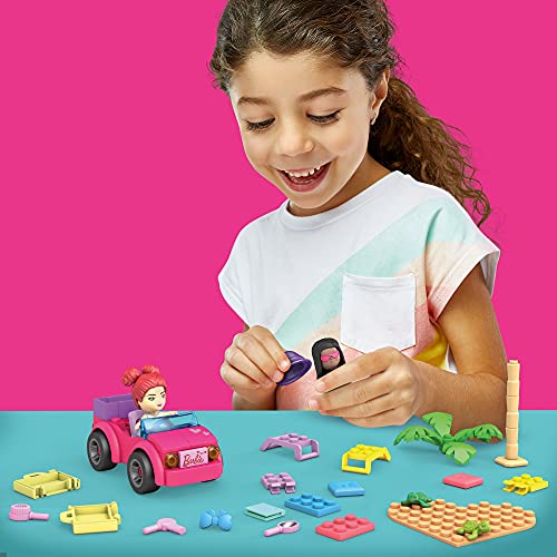 Mega Construx Barbie Playa Malibú, muñecas y coche de juguete de bloques de construcción con accesorios Mattel GWR79