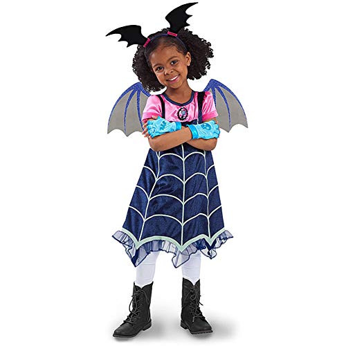 MEISI 1 Juego de Disfraz de Vampiro Cosplay para Niñas + Banda para El Cabello + ala Conjunto de Vestidos de Cosplay de Fiesta Temática de Vampirina