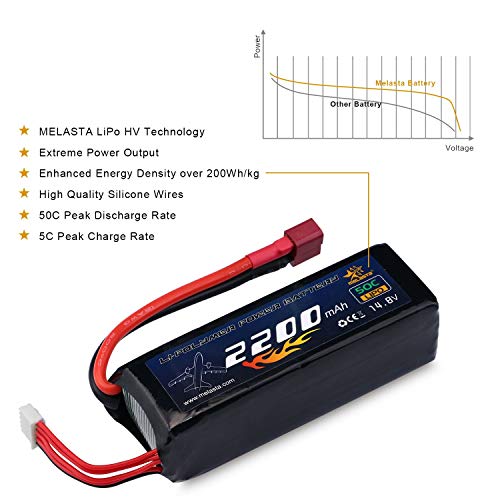 melasta 14.8V 2200mAh 50C 4S RC LiPo batería Paquete con Deans-T Enchufe para RC avión helicóptero Quadcopter vehículo Barco