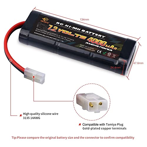 melasta 7.2V 4000mAh NiMH energía de la batería con Tamiya RC Conector para Coches de competición