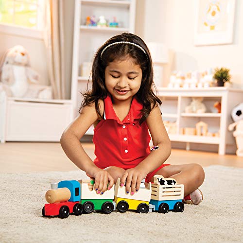 Melissa & Doug- Farm Juquete Tren de Madera, Multicolor (4545) , color/modelo surtido