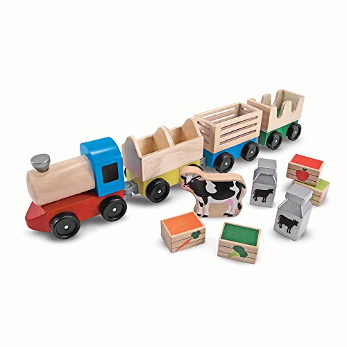 Melissa & Doug- Farm Juquete Tren de Madera, Multicolor (4545) , color/modelo surtido