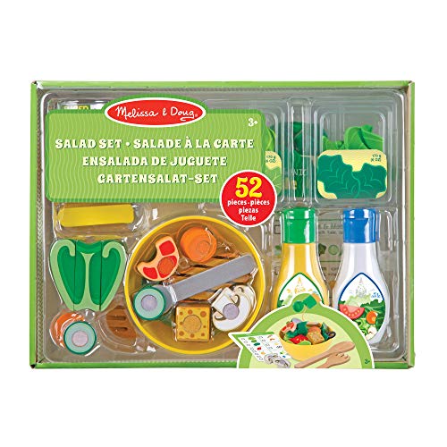 Melissa & Doug- Slice and Toss Salad Set Comida de Juguete de Madera, Multicolor (19310)