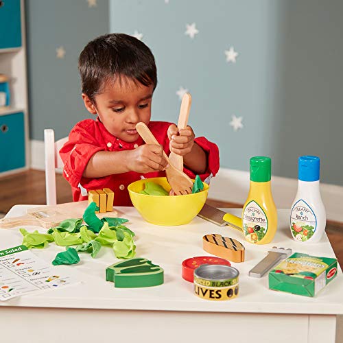 Melissa & Doug- Slice and Toss Salad Set Comida de Juguete de Madera, Multicolor (19310)