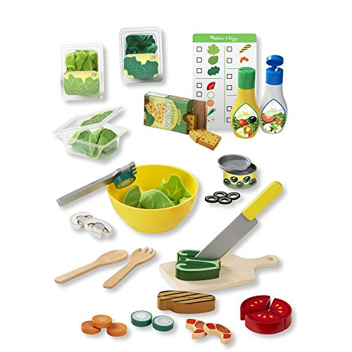 Melissa & Doug- Slice and Toss Salad Set Comida de Juguete de Madera, Multicolor (19310)