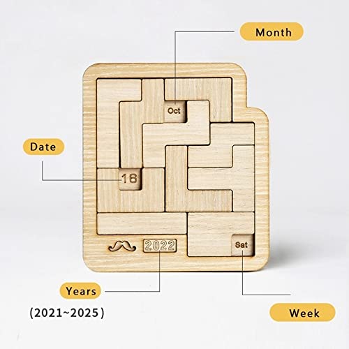 Memea Calendario diario de madera puzzle para mostrar la fecha del juego de rompecabezas en el escritorio.